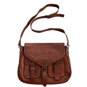 Komal’s Passion Leather Bag Women's 13 Inch Crossbody Satchel Purse